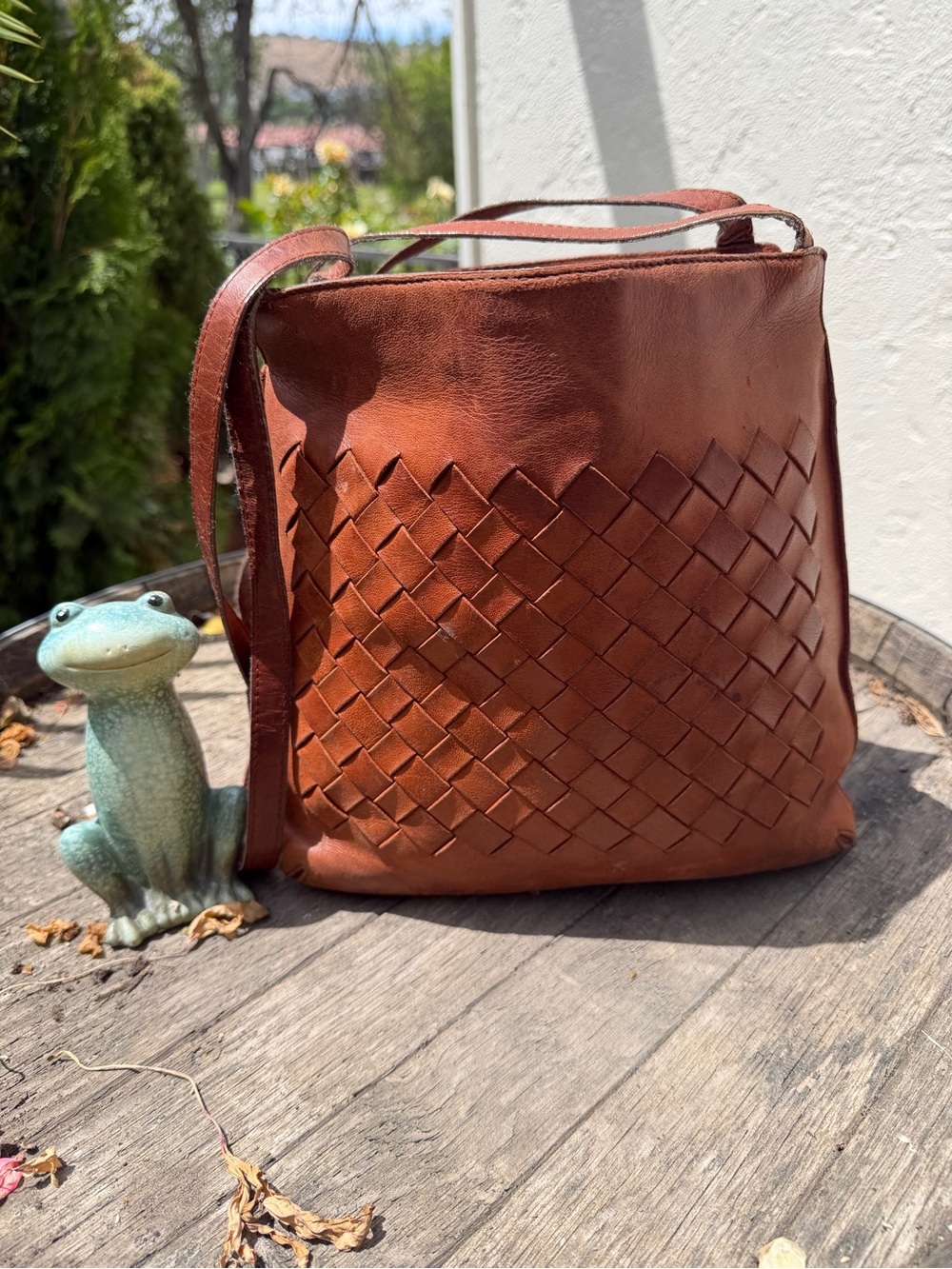 Bottega Veneta Woven Leather Crossbody — Cognac - Picture 2 of 16